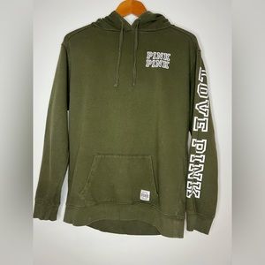 Pink hoodie green size XS